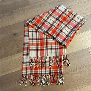 J. Crew Vibrant orange and Cream Plaid Scarf